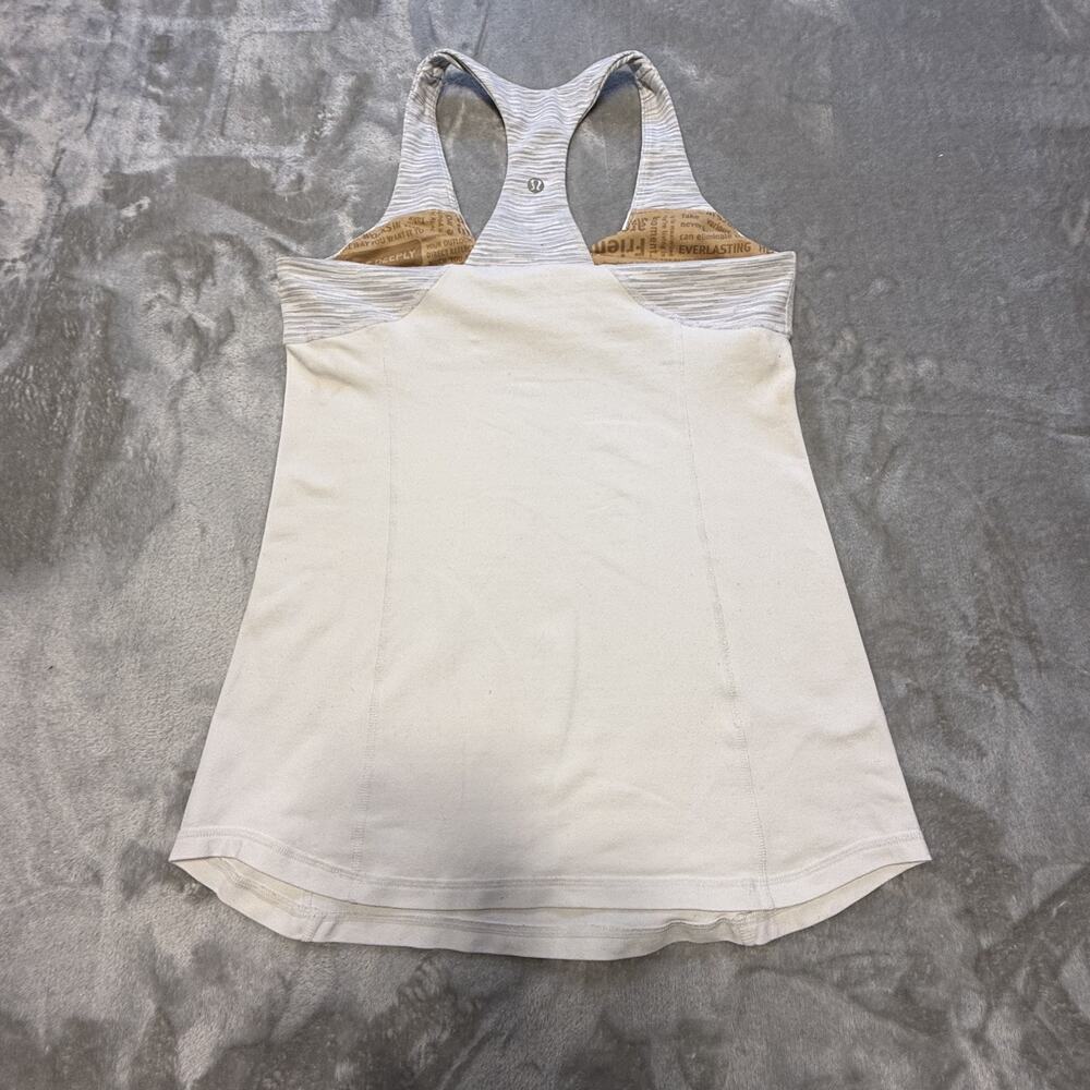 Lululemon Tank Top Womens 6 White Gray Racerback Athletic Yoga Gym Built-In Bra - Picture 7 of 7